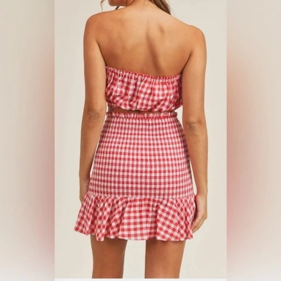 NWT ANTHROPOLOIGIE  MABLE GINGHAM SMOCKED SKIRT SET Small - Picture 2 of 8